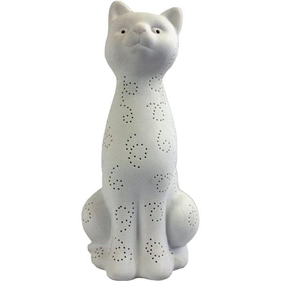 White Porcelain Animal Shaped Table Lamp, Kitty Cat - Picture 2 of 5